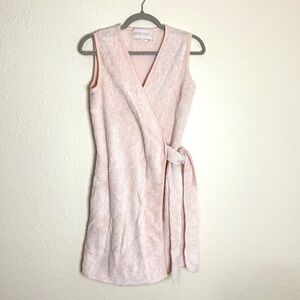 Vintage Herbcraft women’s chenille robe Pink Sleeveless Wrap pockets no size
